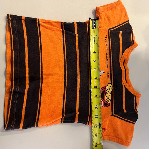 Hysteric Glamour Mini‎ Striped Orange Black Graphic Tee Shirt Women - Picture 7 of 9